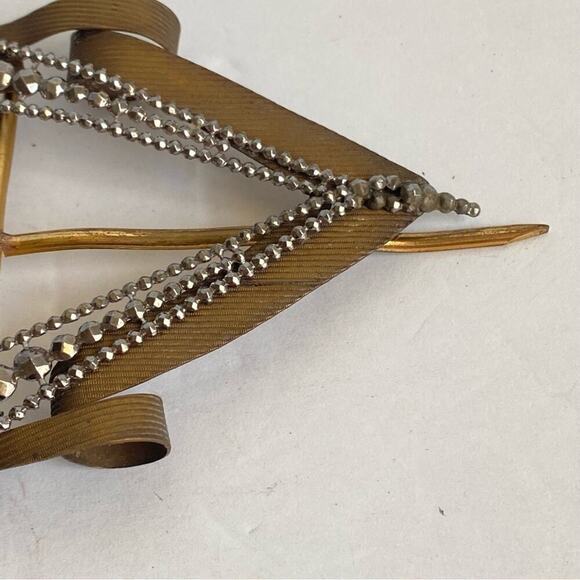 ART DECO Hematite Belt Buckle Brass Tone 1940s Vintage Flapper Diamond‎ Shape main image 3